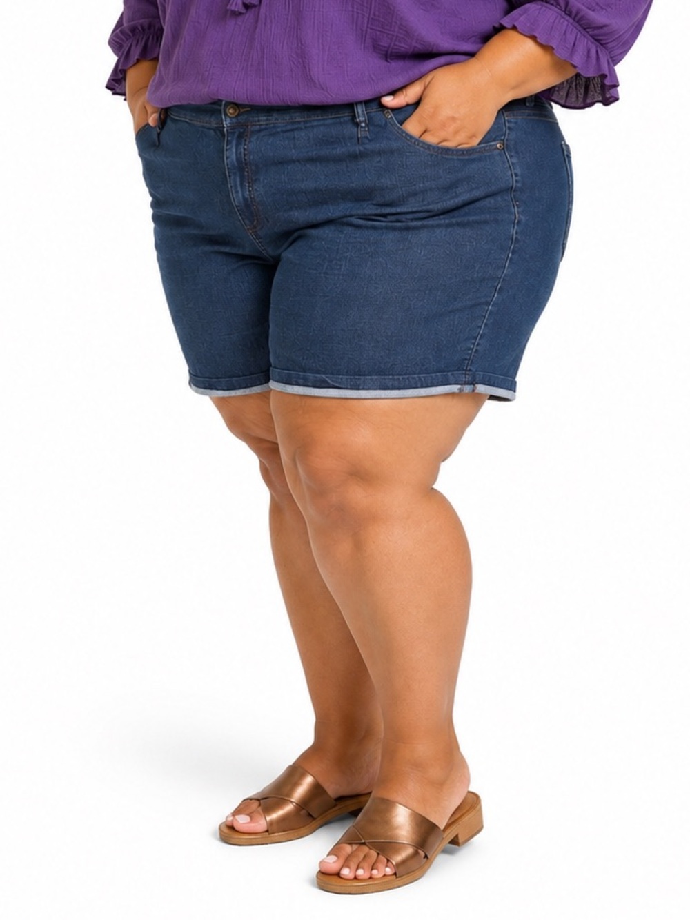 Catherines dark wash denim shorts